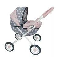 Wózki dla lalek - Bambolina: Wózek dziecięcy z osłoną - szary-różowy - miniaturka - grafika 1