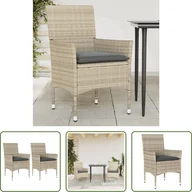 Fotele i krzesła ogrodowe - The Living Store Krzesła ogrodowe z poduszkami 2 szt. Jasnoszary polirattan - miniaturka - grafika 1