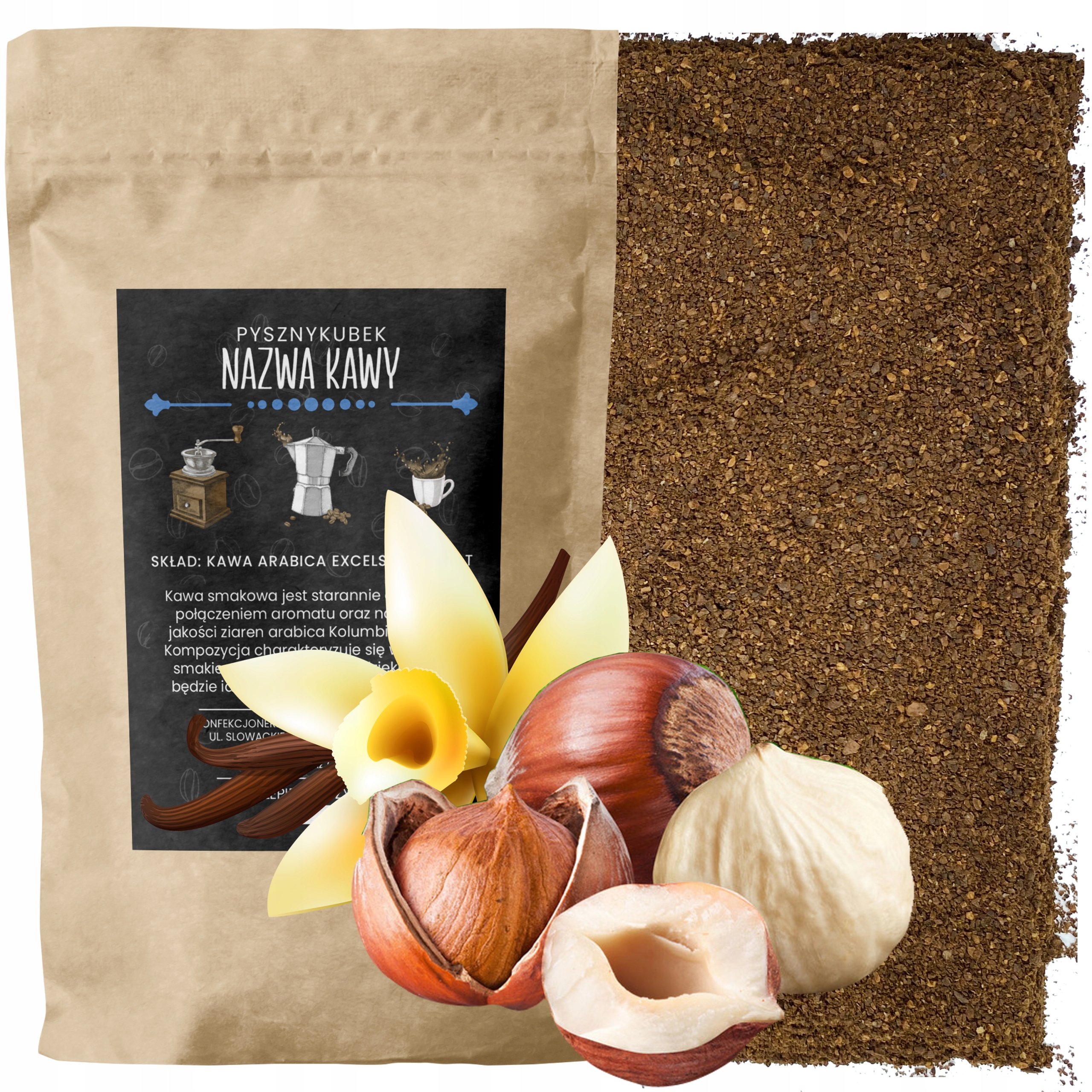 Kawa Mielona smakowa Waniliowo Orzechowa 1000G wanilia orzech laskowy