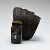 Paski - Pas pasek SKÓRZANY AUTOMATYCZNY PRAWDZIWA SKÓRA wiedźmin WILK wataha 115 cm - miniaturka - grafika 1