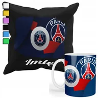 Gadżety dla niej i dla niego - ZESTAW KUBEK + PODUSZKA Z POSZEWKĄ- PREZENT DLA FANATYKA PSG PIŁKA + IMIĘ - miniaturka - grafika 1