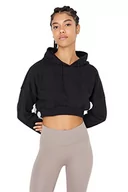 Bluzy damskie - Trendyol Damska bluza z kapturem, jednokolorowa, dopasowana, Czarny, M - miniaturka - grafika 1