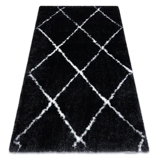 Dywan FLUFFY 2373 shaggy kratka, trellis - antracyt / biały czarny 160x220 cm - Dywany - miniaturka - grafika 1