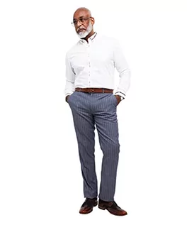 Spodenki męskie - Joe Browns Męskie spodnie garniturowe w paski, niebieskie, 32 regularne, 32/32, NIEBIESKI, 32W / 32L - grafika 1