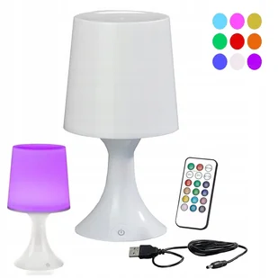 Lampka Nocna LED RGB 26cm z Pilotem kablem USB Taimer Lampa Dekoracyjna - Lampy stojące - miniaturka - grafika 1