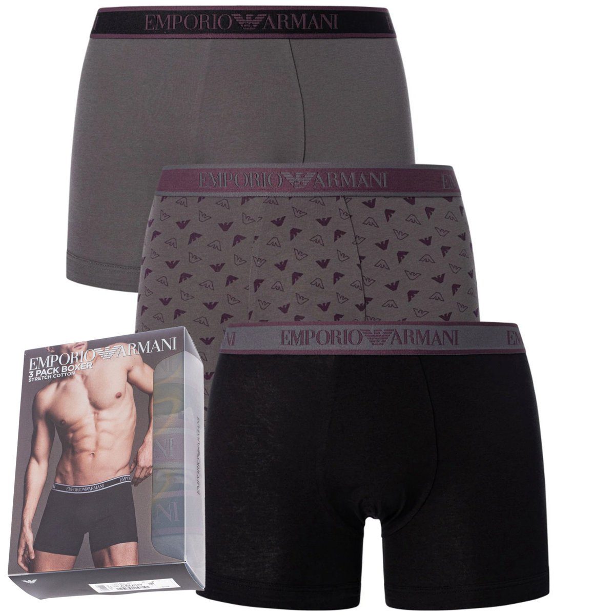 Emporio Armani bokserki majtki męskie komplet pudełko 3 sztuki M