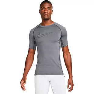 Nike Mens M NP DF Tight TOP SS T-Shirt, Iron Grey/Black/Black, L - Koszulki i topy damskie - miniaturka - grafika 1