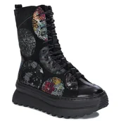 Botki damskie - Maciejka Botki Damskie Skórzane Na Platformie Czarne-37 - miniaturka - grafika 1