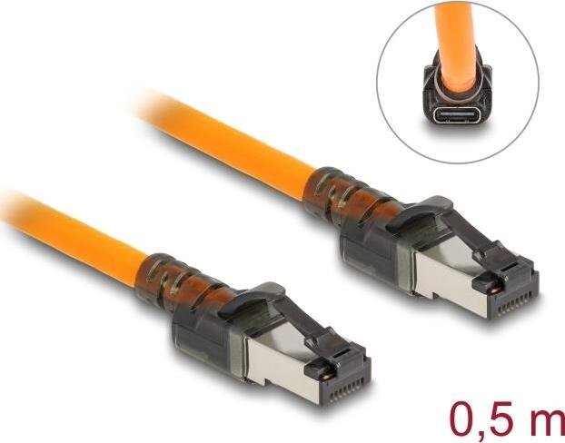 Kabel sieciowy Delock RJ45 z funkcją wyszukiwania portu USB Type-C™ Self Tracing Cat.6A S/FTP 0,5 m pomarańczowy (80403)