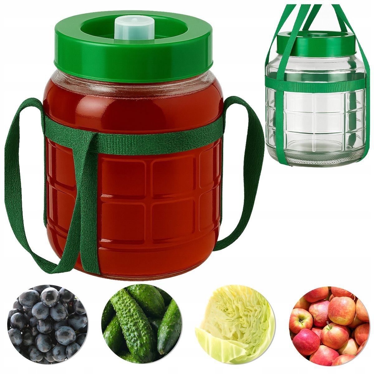 SŁÓJ SŁOIK SZKLANY 4L NA OGÓRKI KISZONE WINO SOKI wielofunkcyjny + SZELKI