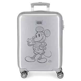 Disney Mickey 100 Walizka kabinowa Szary 37x55x20 cms Szary ABS Zapięcie kombinowane boczne 34L 2kg 4 koła Podwójne bagaż ręczny, Szary, Maleta, Walizka kabinowa - Walizki - miniaturka - grafika 1