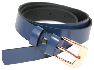 Pasek Damski Skórzany Gładki Arucce (PL) 25 mm Miedziana Klamra GRANATOWY - Paski - miniaturka - grafika 4