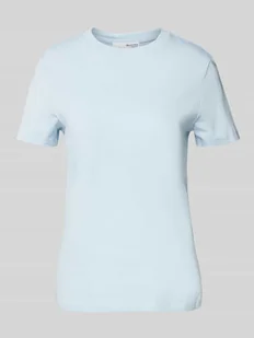 T-shirt z prążkowanym okrągłym dekoltem - Koszulki i topy damskie - miniaturka - grafika 1