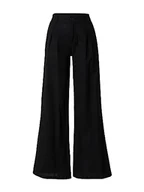 Spodnie damskie - Urban Classics Damskie spodnie High Linen Mixed Wide Leg Pants, czarny, 34 - miniaturka - grafika 1