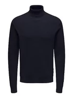 Bluzy męskie - ONLY & SONS Męska bluza ONSPHIL REG 12 STRUC ROLL Neck Knit Noos, Dark Navy, M, granatowy, M - miniaturka - grafika 1