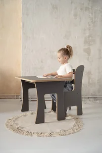 Stolik + Krzesełko - szare - Zestawy mebli dla dzieci - miniaturka - grafika 1