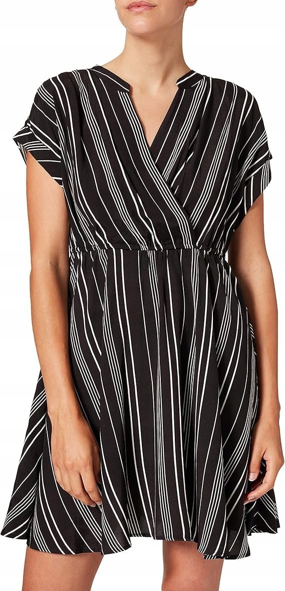 VERO MODA SUKIENKA CZARNA W PASKI PROSTA S JMO