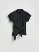 Bluzki damskie - Reserved - Bluzka z modalem - czarny - miniaturka - grafika 1