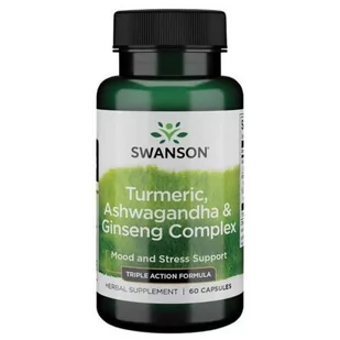 Turmeric, Ashwagandha, Ginseng Complex 60 kaps (Swanson) - Układ nerwowy - miniaturka - grafika 1