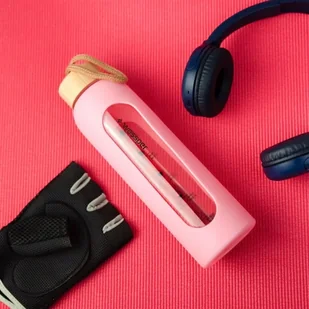 Wessper B1 Borosilicate 500 ml Szklana butelka na wodę z miarką motywacyjną z różowym etui - Butelki filtrujące - miniaturka - grafika 6