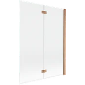 Parawany nawannowe - Mexen Mist parawan nawannowy 2-skrzydłowy prawy 130 x 150 cm, transparent, miedź szczotkowana - 8A9-130-002-65-00-P - miniaturka - grafika 1