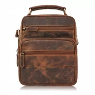 Nerki - SASZETKA MĘSKA NA RAMIĘ SKÓRZANA VINTAGE DO PRACY PRAKTYCZNA BRĄZOWA PAOLO PERUZZI T-128-HBR - miniaturka - grafika 1