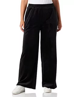 Spodnie damskie - Urban Classics Damskie spodnie dresowe z wysokim stanem, proste Velvet, czarny, S - grafika 1
