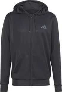 adidas Męska bluza z kapturem Train Essential Seasonal Fullzip, M czarna, Czarny, M - Bluzy męskie - miniaturka - grafika 1