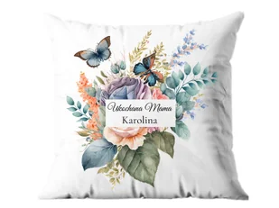 Poszewka personalizowana na dzień matki Kwiaty i motyle - 1 szt. - Poduszki dekoracyjne Poszewka personalizowana na dzień matki Kwiaty i motyle - 1 szt. - Poduszki dekoracyjne - miniaturka - grafika 1