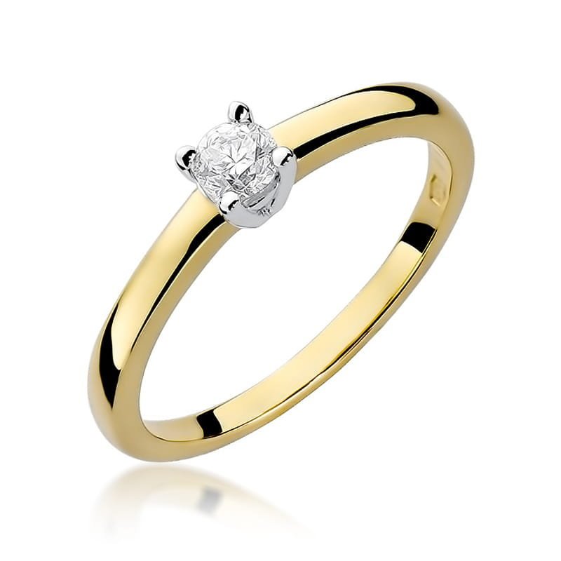 Złoty pierścionek Diament 0,25ct żółte złoto pr. 585