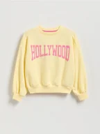 Bluzy dla dziewczynek - Reserved - Krótka bluza z nadrukiem - jasnożółty - miniaturka - grafika 1