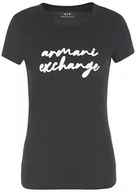 Koszulki i topy damskie - Armani Exchange Pima Cotton Signature Logo Tee T-Shirt damski, czarny, XS - miniaturka - grafika 1