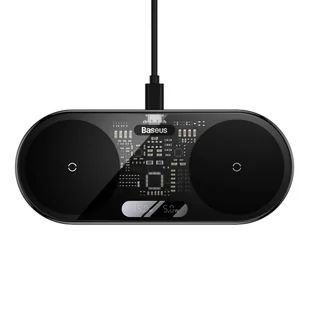 Baseus Digital LED Display podwójna ładowarka bezprzewodowa z cyfrowym wyświetlaczem 20W czarny (WXSX010101) - Ładowarki do telefonów - miniaturka - grafika 1