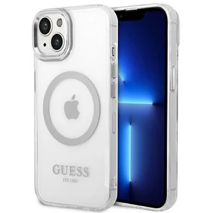 Guess Etui do iPhone 14 Plus 6,7" srebrny/silver hard case Metal Outline Magsafe - Etui i futerały do telefonów - miniaturka - grafika 1