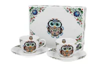 Filiżanki - Filiżanki do espresso porcelanowe ze spodkami DUO ETNO SOWA 90 ml 2 szt - miniaturka - grafika 1
