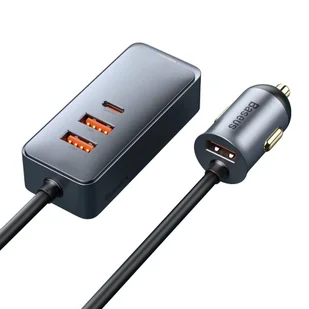 Baseus Share Together ładowarka samochodowa 3x USB / USB Typ C 120W PPS Quick Charge Power Delivery szary (CCBT-B0G) - Ładowarki samochodowe - miniaturka - grafika 1