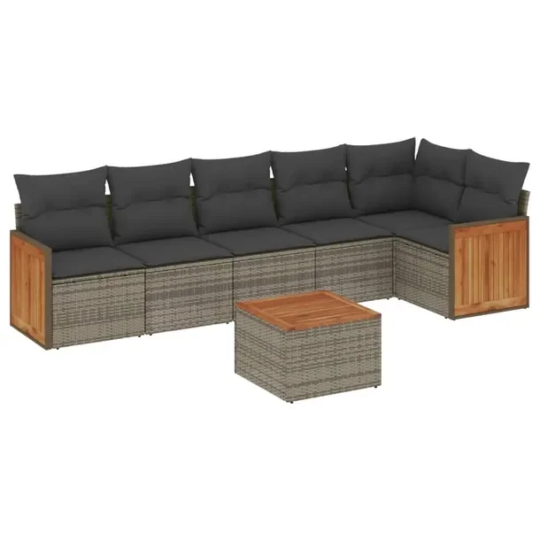 Modułowy zestaw mebli ogrodowych szary rattan PE 62 x 62 x 69 cm