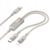 Kable USB - Kabel 2w1 USB C do USB C + Lightning Hoco 5A 100W 1,2 m U139 złoty - miniaturka - grafika 1