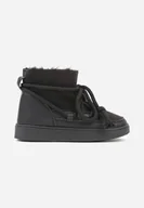 Śniegowce damskie - Czarne Śniegowce ze Sznurowaną Cholewką i Futerkiem Vallera - miniaturka - grafika 1
