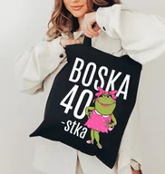 Torby i wózki na zakupy - EKO TORBA na 40 urodziny boska 40-stka z żabą - miniaturka - grafika 1