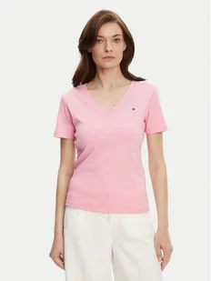 Tommy Hilfiger T-Shirt New Cody WW0WW40584 Różowy Slim Fit - Koszulki i topy damskie - miniaturka - grafika 1