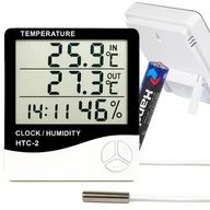 Stacje pogodowe - Termometr Stacja Pogody Pogodowa Higrometr Zegar Bateria Zestaw Sonda LCD - miniaturka - grafika 1