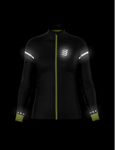 COMPRESSPORT Kurtka biegowa damska HURRICANE WINDPROOF JACKET FLASH black/fluo yellow - Kurtki i kamizelki sportowe damskie - miniaturka - grafika 8