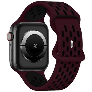 Pasek BELINE New Sport Silicone do Apple Watch 4/5/6/7/8/9/SE/SE 2/SE 2022 (38/40/41mm) Bordowo-czarny - Akcesoria do smartwatchy - miniaturka - grafika 3
