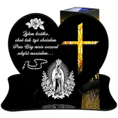 Lampiony i znicze - ZNICZ SOLARNY LED WIECZNY PODSTAWKA NA CMENTARZ GRÓB lampka Serce 3D - miniaturka - grafika 1