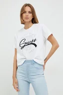 Koszulki sportowe damskie - Guess t-shirt bawełniany kolor biały - miniaturka - grafika 1