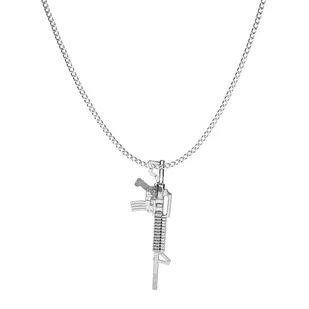 Srebrny naszyjnik karabin maszynowy, srebro 925 : Długość (cm) - 60, Srebro - kolor pokrycia - Pokrycie platyną,60 - Naszyjniki - miniaturka - grafika 1