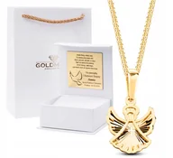 Biżuteria dla dzieci - PIĘKNY ZŁOTY KOMPLET Z ANIOŁKIEM NA CHRZEST, KOMUNIA ŚWIĘTA 14KT 585 - miniaturka - grafika 1