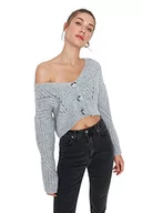 Swetry damskie - Trendyol Akrylowy kardigan - szary - regularny L szary, Szary, L - miniaturka - grafika 1