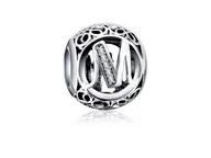 Charmsy - Pandora Valerio.pl Rodowany srebrny charms do litera literka M srebro 925 QS0864RH QS0864RH - miniaturka - grafika 1